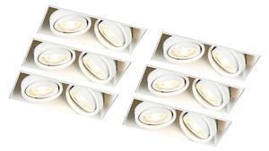 Set od 6 ugradnih reflektora bijela GU10 nagibna 2 svjetla bez ukrasa - Oneon