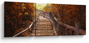 Slika - Stepenice u prirodi u jesen (sa satom) (90x30 cm)