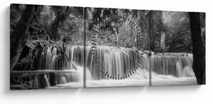 Slika - Crno bijeli vodopad (sa satom) (90x30 cm)