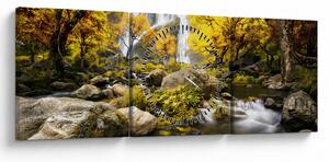 Slika - Slapovi u jesenskom pejzažu, žuti (sa satom) (90x30 cm)