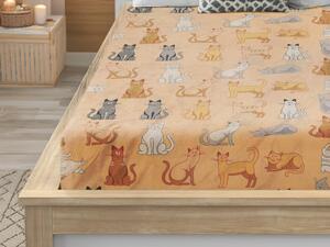 Plahta mikropliš COLORED CATS 90x200 cm krem boje