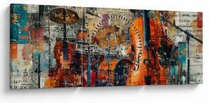 Slika - Glazbeni instrumenti (sa satom) (90x30 cm)