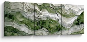 Slika - Zeleni i bijeli valovi (sa satom) (90x30 cm)