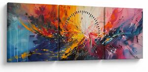 Slika - Apstrakcija boja (sa satom) (90x30 cm)