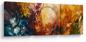 Slika - Apstraktna slika cvijeća (sa satom) (90x30 cm)