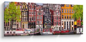 Slika - Amsterdam, plesne kuće (sa satom) (90x30 cm)