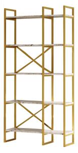 Bijeli/u zlatnoj boji regal u mramornom dekoru 87,5x175 cm Monica – Kalune Design