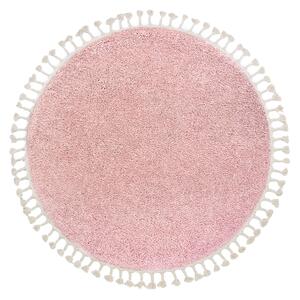 Tepih BERBER 9000 krug ružičasta rese Berberski marokanski shaggy