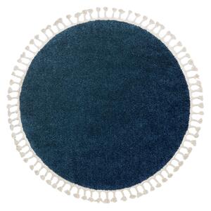 Tepih BERBER 9000 krug tamnoplava boja rese Berberski marokanski shaggy