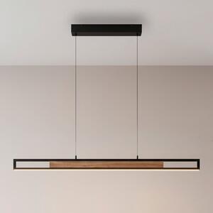 Paul Neuhaus Sveja LED viseća lampa, duljina 115 cm, crna/drvene boje, CCT, prigušiva, Drvo, Dnevni boravak/blagovaonica, Drvo