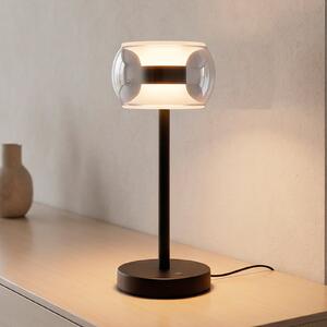 Paul Neuhaus Fumea LED stolna lampa, visina 35 cm, crna/dim, CCT staklo, prigušiva, Sivo, Dnevni boravak/blagovaonica, Staklo