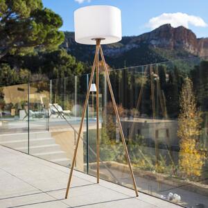 Lumisky Tamboury LED punjiva podna lampa, bijela/smeđa, visina 150 cm, čelik, prigušiva, Drvo, Metal, tronožac