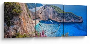 Slika - Plaža Navagio, Grčka (sa satom) (90x30 cm)