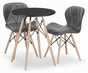 Blagovaonski set 1+2, stol OSLO 60 crni + stolice LAGO od eko kože sive