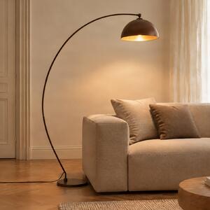 Lindby Jonera zakrivljena podna lampa, smeđa, 185 cm, metal, E27, Smeđa / hrđa, Dnevni boravak/blagovaonica, Metal