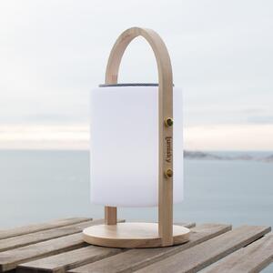 Lumisky LED stolna lampa Woody Play, punjiva, bijela/smeđa, visina 39 cm, drvo, Plastika