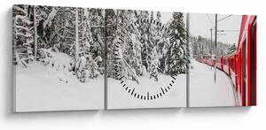 Slika - Vlak u snježnom krajoliku (sa satom) (90x30 cm)