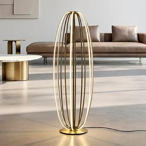 Paul Neuhaus LED podna lampa Elvara, brončane boje, visina 108 cm, metal, prigušiva, Bronca / stari mesing, Dnevni boravak/blagovaonica, Aluminij