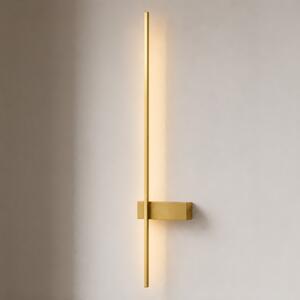 Lindby Natsumi LED zidna svjetiljka, mesing, aluminij, 90 cm, Zlato / mjed, Dnevni boravak/blagovaonica, Aluminij