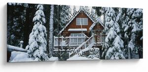 Slika - Drvena vikendica (sa satom) (90x30 cm)