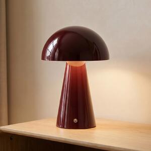 Lindby Nevijo LED stolna lampa na punjivu bateriju, crvena, Ø20 cm, USB,, prigušiva, Crvena, Dnevni boravak/blagovaonica, Metal