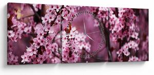 Slika - Ružičasta sakura (sa satom) (90x30 cm)