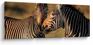 Slika - Dvije zebre (sa satom) (90x30 cm)