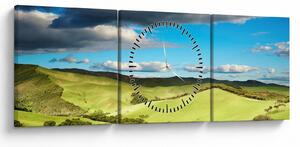 Slika - Zeleni krajolik s brdima (sa satom) (90x30 cm)