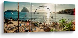 Slika - Plaža s ljudima (sa satom) (90x30 cm)
