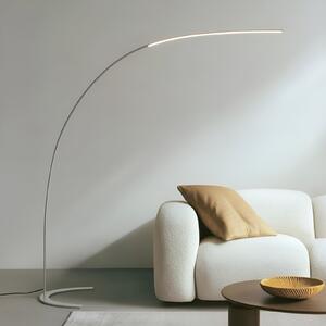 Lindby LED podna lampa Danua, srebrna, metal, visina 200cm, prigušiva, Sivo, Dnevni boravak/blagovaonica, Metal