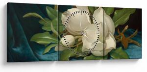 Slika - Martin Johnson Heade, Giant Magnolias on a Blue Velvet Cloth, reprodukcije (sa satom) (90x30 cm)