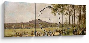 Slika - French 19th Century, Race Course at Longchamps, reprodukcije (sa satom) (90x30 cm)