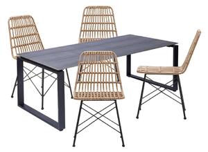 Set od 4 Gabriela blagovaonske stolice od ratana i crnog stola Strong - Bonami Essentials