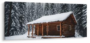 Slika - Koliba prekrivena snijegom (120x50 cm)
