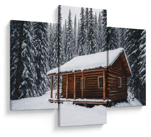 Slika - Koliba prekrivena snijegom (90x60 cm)