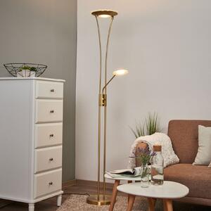 Lindby LED stropni reflektor Eda, visina 180 cm, mesing, prigušljiv, prigušiva, Zlato / mjed, Dnevni boravak/blagovaonica, Metal, Svjetlo za čitanje