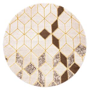 Tepih MEFE moderna Krug B400 Kocka, geometrijski 3D - Strukturne, dvije razine flora krem / bež