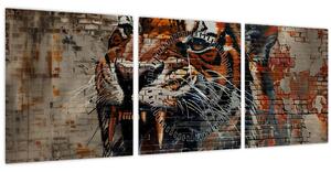 Slika - Tigar od cigle (sa satom) (90x30 cm)