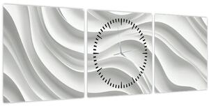 Slika - 3D bijeli valovi (sa satom) (90x30 cm)