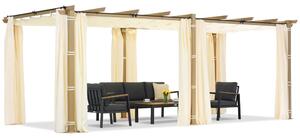 Pergola za terasu Barbados 3x6 m s Garden Point Woodlike zavjesama-bež
