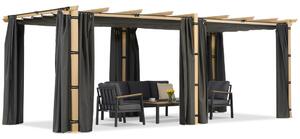 Pergola za terasu Barbados 3x6 m sa Garden Point zavjesama drvo-antracit