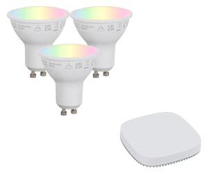 Set pametnih GU10 prigušivih LED žarulja 4,7 W 400 lm 2700K-6500K uklj. Zigbee Smart Hub