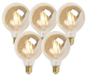 Set od 5 E27 prigušivih LED žarulja G95 zlatna 5W 380lm 2200K