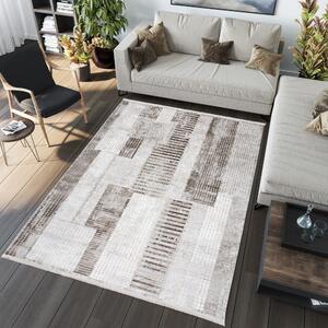Dizajnerski vintage tepih s geometrijskim uzorcima u smeđim nijansama Širina: 200 cm | Duljina: 300 cm