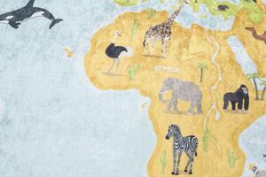 Dječji tepih s kartom svijeta i životinjama Širina: 140 cm | Duljina: 200 cm