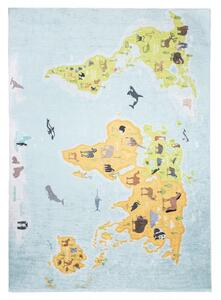 Dječji tepih s kartom svijeta i životinjama Širina: 120 cm | Duljina: 170 cm