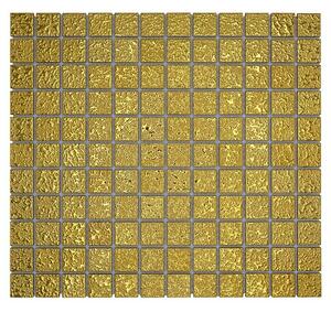 Mozaik pločica Quadrat Uni GO 282 (33 x 30,2 cm, Zlatne boje, Sjaj)