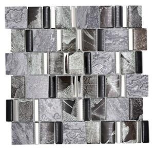 Mozaik pločica Crystal Mix XCM NIKO10 (29,8 x 29,8 cm, Sivo-crne boje, Sjaj)
