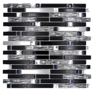 Mozaik pločica Verbund Crystal CM GV478 (29,8 x 30,4 cm, Crne-srebrne boje, Sjaj)