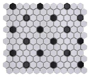 Mozaik pločica Hexagon Mix HX 040 (26 x 30 cm, Bijelo-crno, Mat)